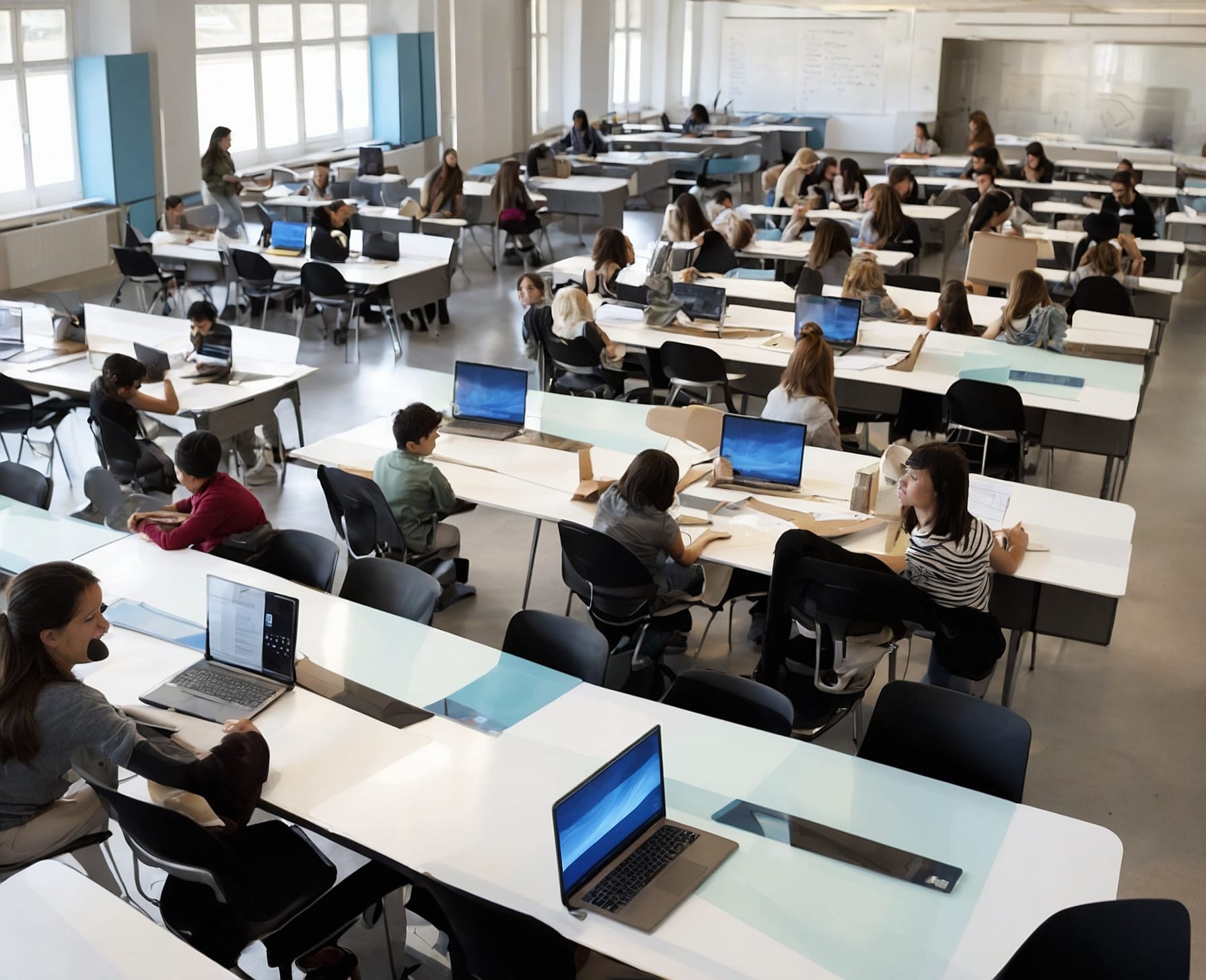 Sala de formación moderna y neutra